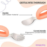 Baby Spoon and fork Set for Baby Feeding (Light Pink)